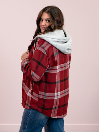Autumn Range Plaid Hooded Jacket | Burgundy