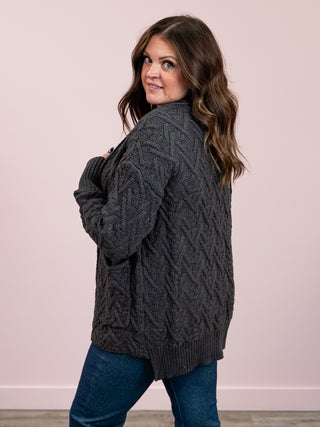 *NEW* Homey Cable Knit Cardigan | Charcoal