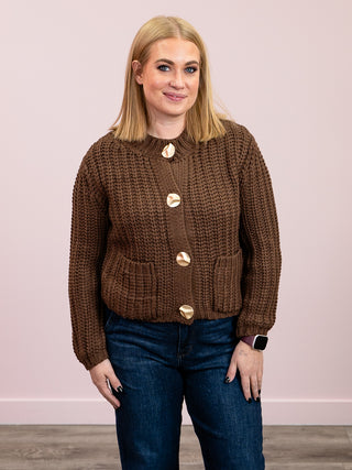 Beatrice Chunky Knit Cardigan | Brown
