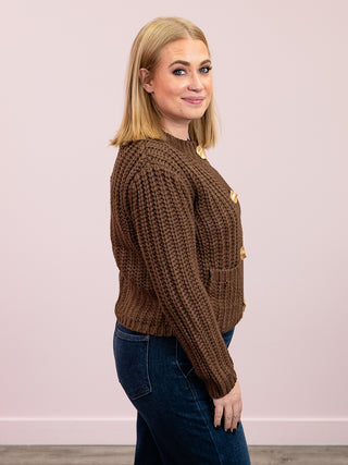 Beatrice Chunky Knit Cardigan | Brown