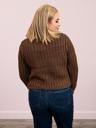 Beatrice Chunky Knit Cardigan | Brown