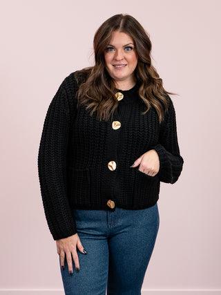 Beatrice Chunky Knit Cardigan | Black