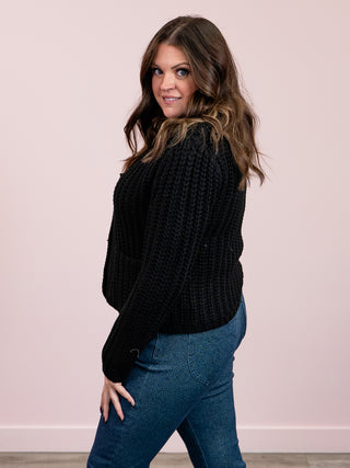 Beatrice Chunky Knit Cardigan | Black