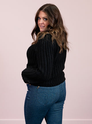 Beatrice Chunky Knit Cardigan | Black