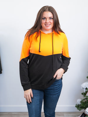 *NEW* Tara Colourblock Hooded Pullover | Orange