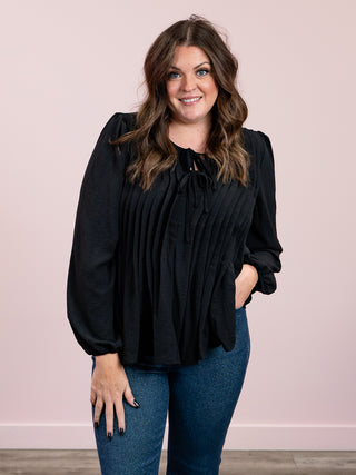 *WAREHOUSE FIND* Love Letter Long Sleeve Blouse | Black