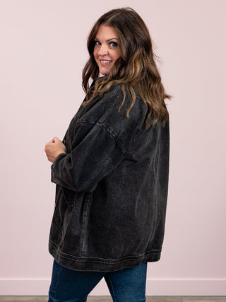 Crossroads Boxy Cut Denim Jacket | Charcoal