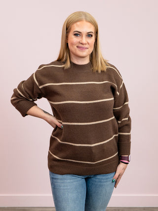 Stacey Striped Sweater | Brown & Beige