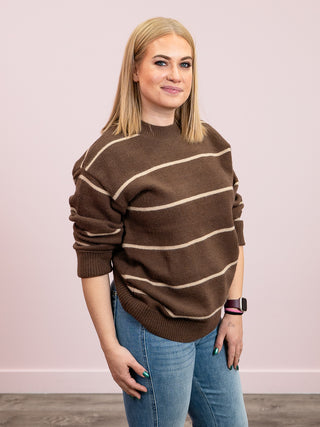 Stacey Striped Sweater | Brown & Beige