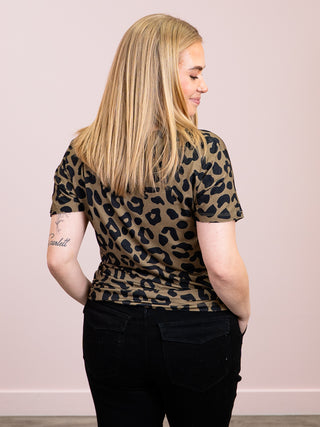 *NEW* Chloe Cozy Tee | Olive Animal Print