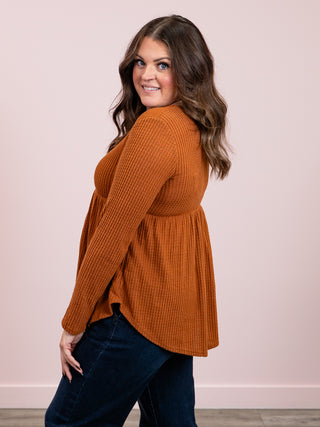 The Adventurer Waffle Babydoll Top | New Camel