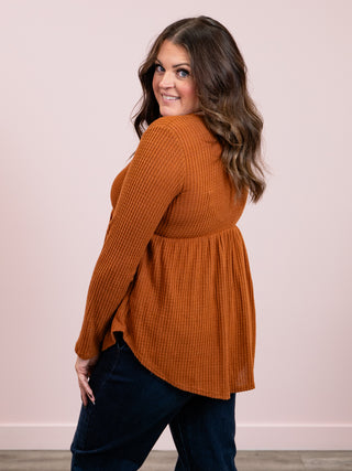 The Adventurer Waffle Babydoll Top | New Camel