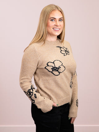 *NEW* Room 34 | Felisha Floral Crewneck Sweater | Taupe