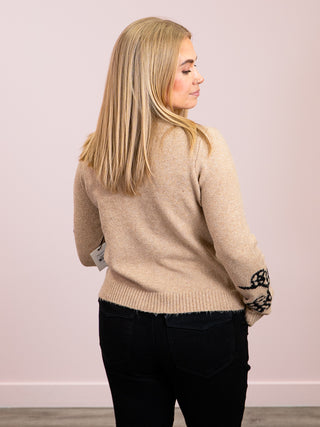 *NEW* Room 34 | Felisha Floral Crewneck Sweater | Taupe