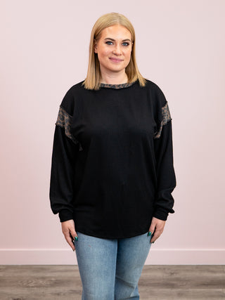 Urban Prowl Ribbed Long Sleeve Top | Black
