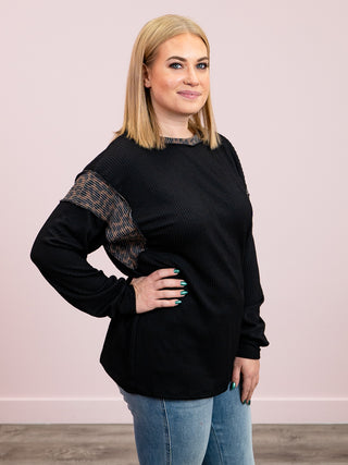 Urban Prowl Ribbed Long Sleeve Top | Black