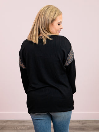 Urban Prowl Ribbed Long Sleeve Top | Black