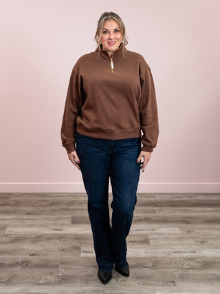 Sierra Fleece Half Zip Sweatshirt | Brown