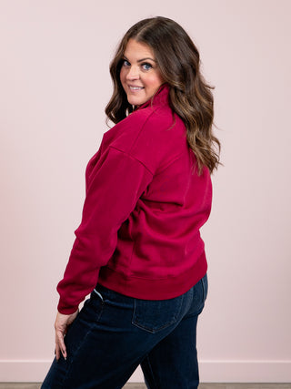 Sierra Fleece Half Zip Sweatshirt | Cabernet