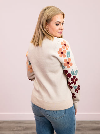 Midge Floral Pullover Sweater | Taupe