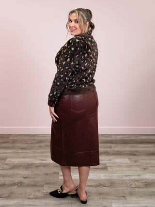 DEX | Calder Soft Touch Patterned Cardigan | Brown Leopard