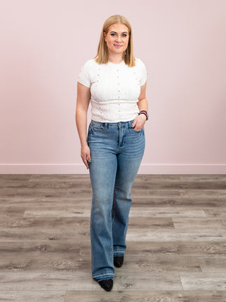 *NEW* DEX | Nessa Embellished Cable Knit Tee | Snow