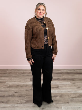 Beatrice Chunky Knit Cardigan | Brown