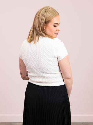 *NEW* DEX | Nessa Embellished Cable Knit Tee | Snow