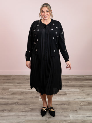 *NEW* DEX | Astra Embellished Tie Front Cardigan | Black