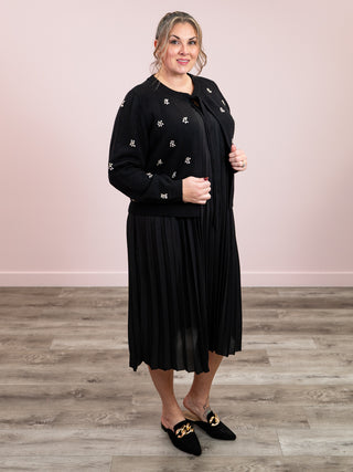 *NEW* DEX | Astra Embellished Tie Front Cardigan | Black