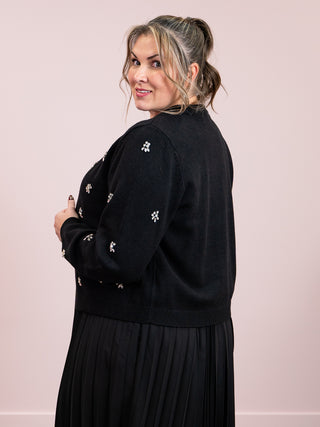 *NEW* DEX | Astra Embellished Tie Front Cardigan | Black