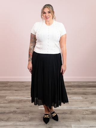 *NEW* DEX | Nessa Embellished Cable Knit Tee | Snow