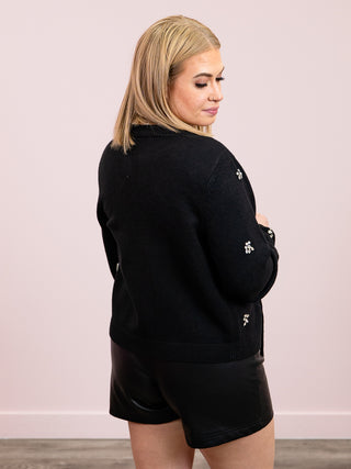 *NEW* DEX | Astra Embellished Tie Front Cardigan | Black