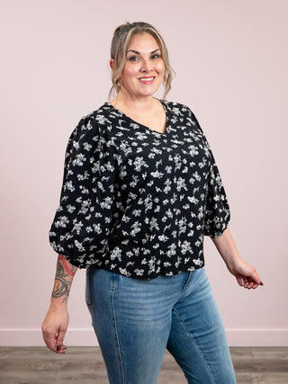 Taylee Floral Top | Black