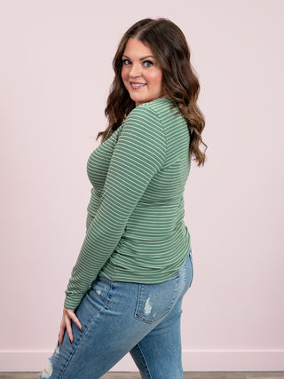 Striped Henley Long Sleeve | Fern