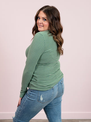 Striped Henley Long Sleeve | Fern