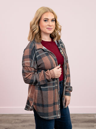 Highlander Button Down Plaid Top | Brown