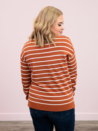 Chloe Striped Pullover Sweater | Copper