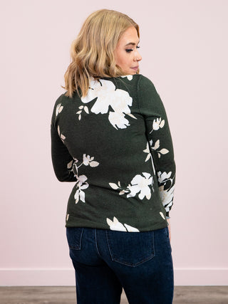 Adaline Floral Pullover Sweater | Olive