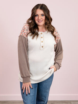 Blossom Bound Long Sleeve Top | Sand