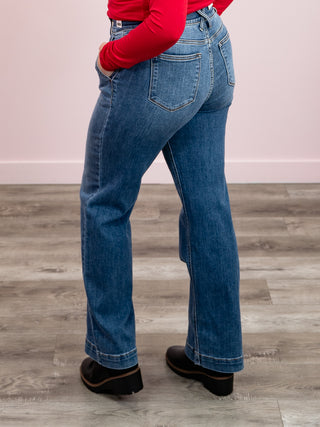 Judy Blue | High Rise | Double Button Wide Leg | Denis