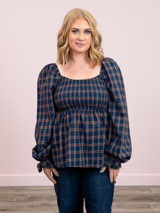 *NEW* More Than Words Babydoll Top | Navy & Hunter Green