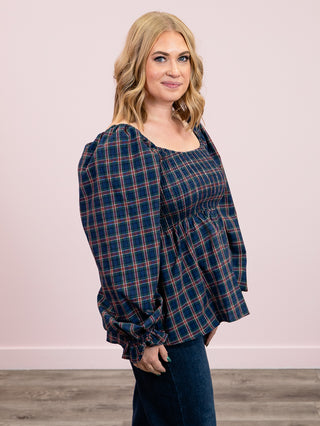 *NEW* More Than Words Babydoll Top | Navy & Hunter Green