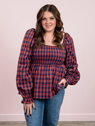 *NEW* More Than Words Babydoll Top | Red & Dark Blue