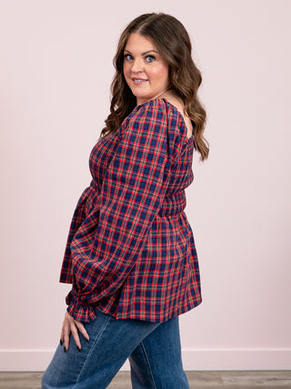 *NEW* More Than Words Babydoll Top | Red & Dark Blue