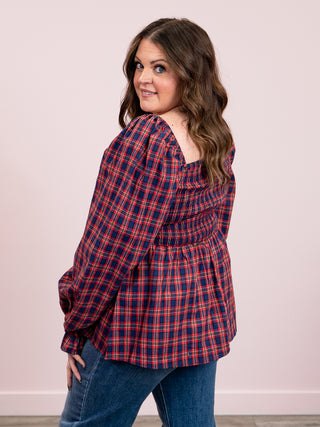 *NEW* More Than Words Babydoll Top | Red & Dark Blue