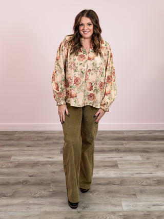 Camry Floral Blouse | Taupe
