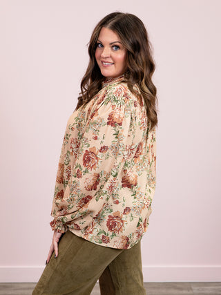 Camry Floral Blouse | Taupe