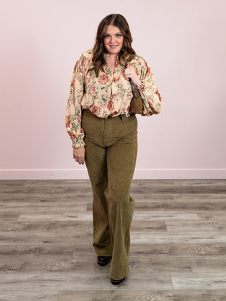 Camry Floral Blouse | Taupe
