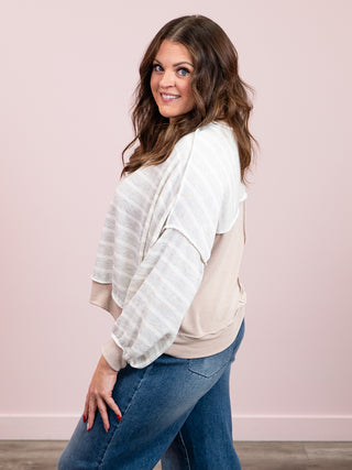 *NEW* Meant To Be Pullover | Heather Grey & Stone Stripe